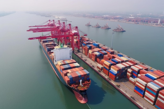 Internationales Container-Frachtschiff im HafenFrachttransport Schifffahrt Ai generative