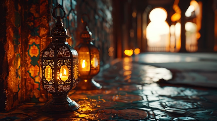 Kostenlose Foto islamischer lanternentwurf für den ramadan mit kopierplatz