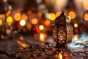 Kostenloses Foto islamischer stil lantern design für ramadan feier mit kopierplatz