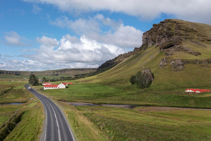 Kostenlose Foto island-landschaft der schönen straße