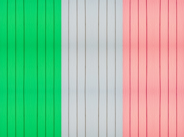 Italien-Flagge auf hölzernem Hintergrund.