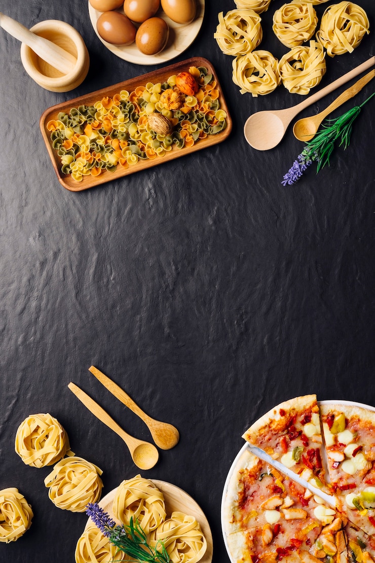 Kostenlose Foto italienisches essen und raum in der mitte