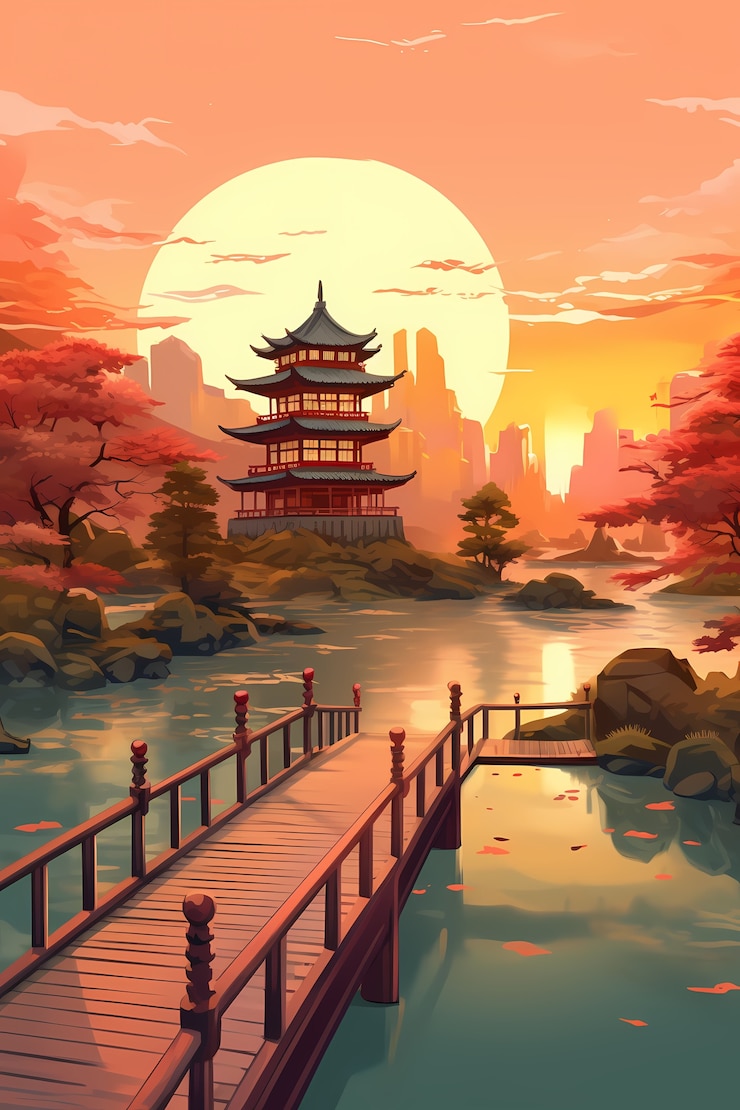 Kostenlose Foto japan hintergrund digitale kunst