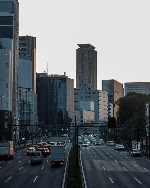 Japanische Stadtlandschaft mit Autos