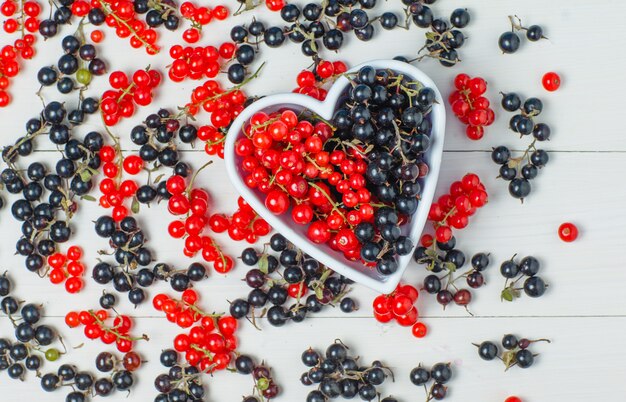 Johannisbeeren in einer weißen Schüssel auf Holz