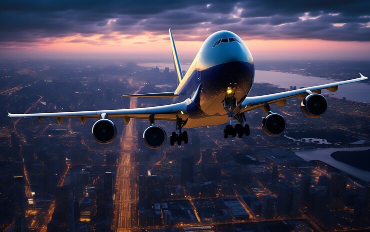 Kostenlose Foto jumbo-jet fliegt am himmel