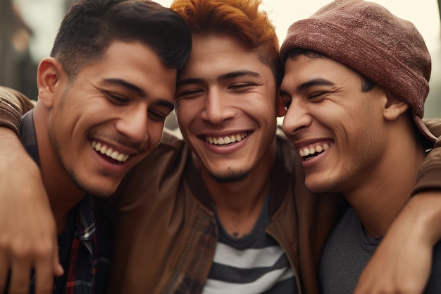 Junge Männer der Vorderansicht lachen