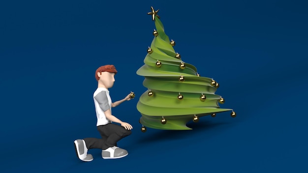 Kostenloses Foto junge person, die weihnachtsbaum schmückt