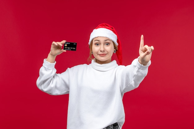 Junge weibliche Zählung der Vorderansicht, die Nummer auf rotem Hintergrund zeigt