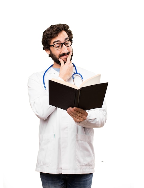 Junger Doktor Mann mit einem Buch