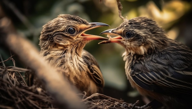 Kostenloses Foto junger vogel hockt auf einem ast. niedliches porträt, generiert von ki