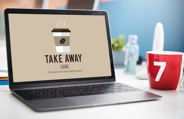 Kostenloses Foto kaffee zum mitnehmen bestellen online-liefermenü-konzept