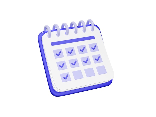 Kalender mit Checkliste Datum Zeitplan 3D-Symbol