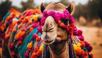 Kostenloses Foto kamel für den indischen republiktag geschmückt