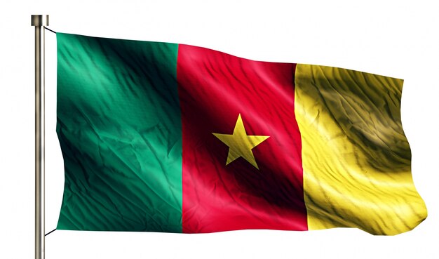 Kamerun Nationalflagge isoliert 3D weißen Hintergrund