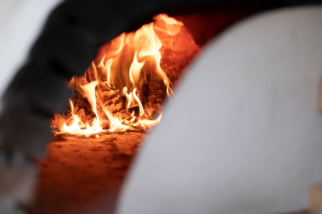 Kamin heiß zum Backen