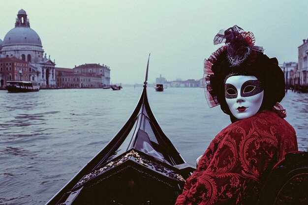 Karneval in Venedig mit Menschen, die traditionelle Kostüme mit Masken tragen