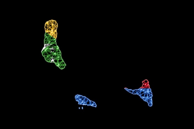 Kostenloses Foto karte von komoren, polygonale netzlinienkarte, flaggenkarte