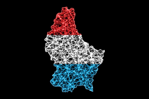 Kostenloses Foto karte von luxemburg, polygonale maschenlinienkarte, flaggenkarte