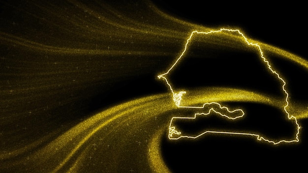Kostenloses Foto karte von senegal, goldglitterkarte auf dunklem hintergrund