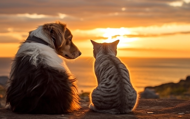 Kostenloses Foto katze und liebe sind zärtlich zueinander