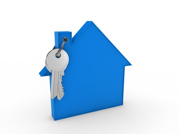 Key mit Schlüsselanhänger blaues Haus