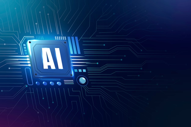 Ki-technologie-mikrochip-hintergrundkonzept für die digitale transformation