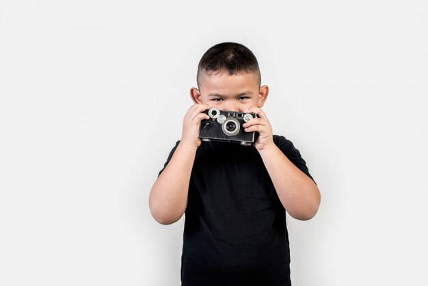 Kid Fotograf machen Sie ein Foto