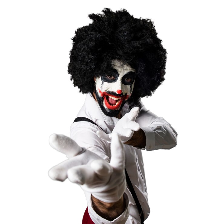 Kostenlose Foto killer-clown präsentiert etwas