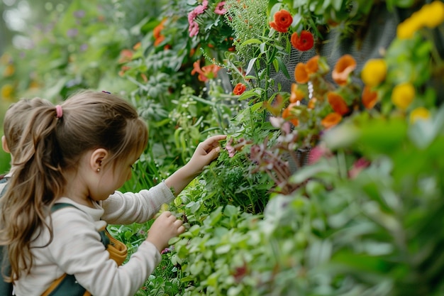 Kostenloses Foto kind, das im garten arbeiten lernt