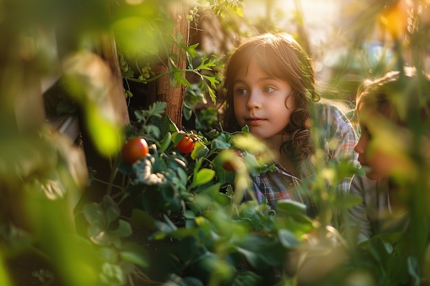 Kostenloses Foto kind, das im garten arbeiten lernt