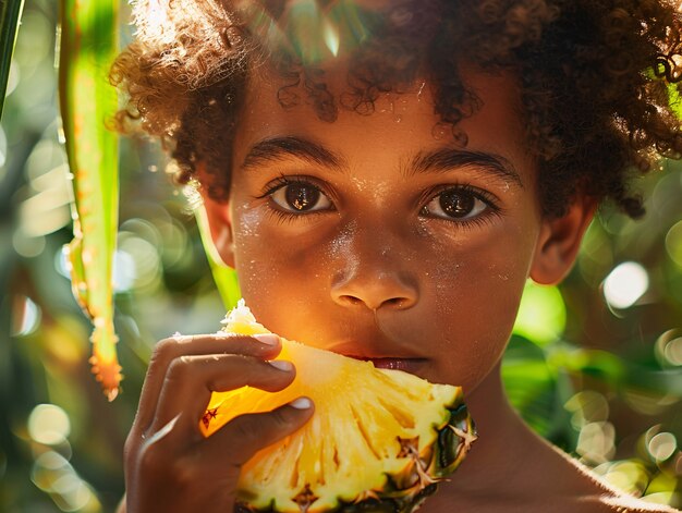 Kind mit Ananas-Kino-Stil