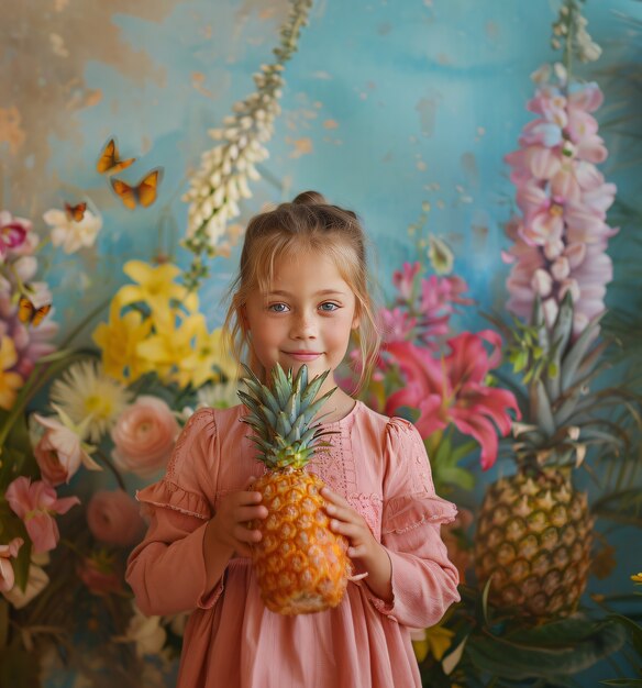 Kind mit Ananas-Kino-Stil