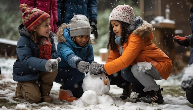 Kostenloses Foto kinder, die im schnee spielen, pures glück, das von ki erzeugt wird