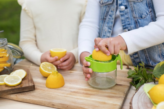 Kostenloses Foto kinder, die limonadenstand haben