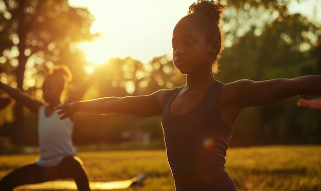 Kostenloses Foto kinder üben zusammen yoga