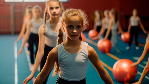 Kostenloses Foto kleine kinder trainieren im turnen