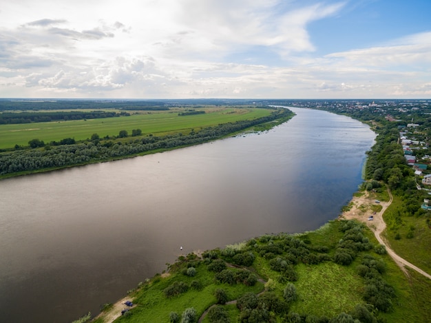 Kleine russische Stadt Luftlandschaft