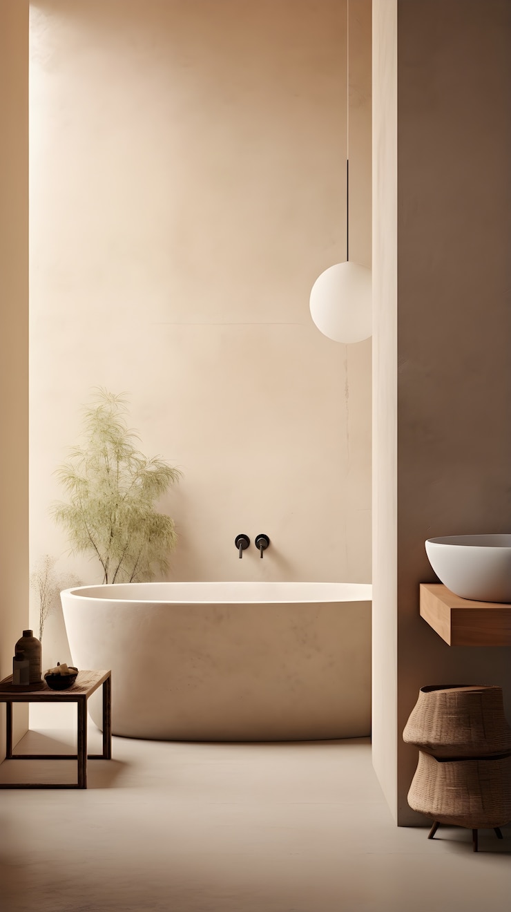 Kostenlose Foto kleiner badezimmerraum mit modernem innendesign