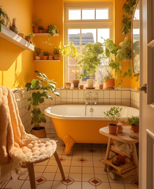 Kostenloses Foto kleiner badezimmerraum mit modernem innendesign