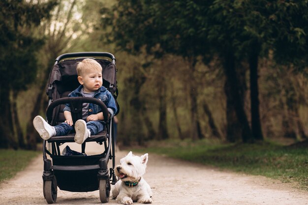 Kleiner Junge mit Hund