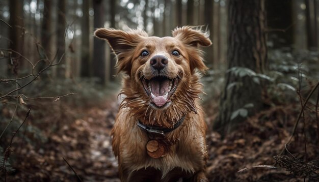 Kleiner Terrier, der glücklich im Gras sitzt und von KI generiert wird