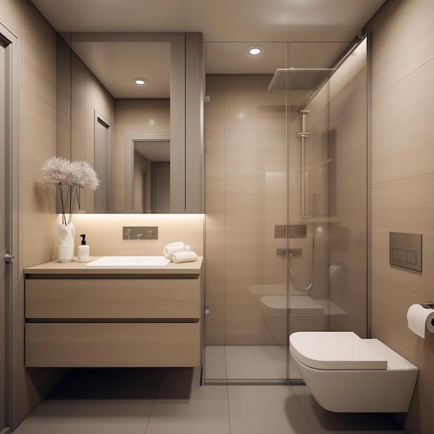 Kostenloses Foto kleines badezimmer im modernen stil eingerichtet