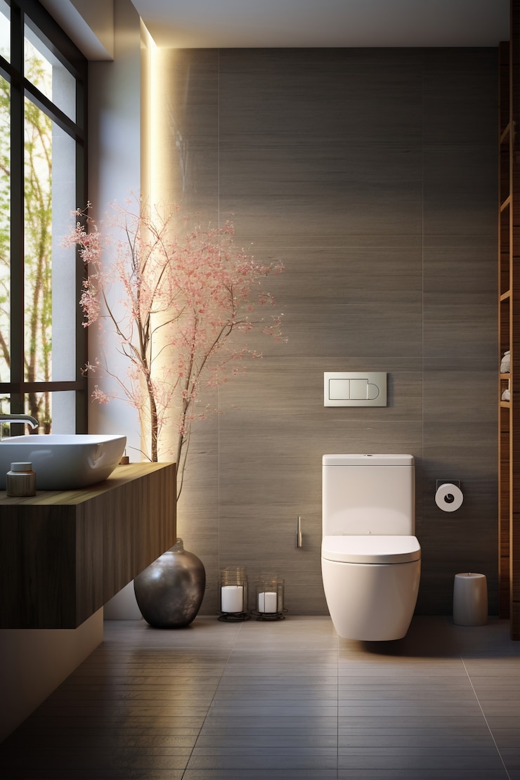 Kostenlose Foto kleines badezimmer mit modernem designstil