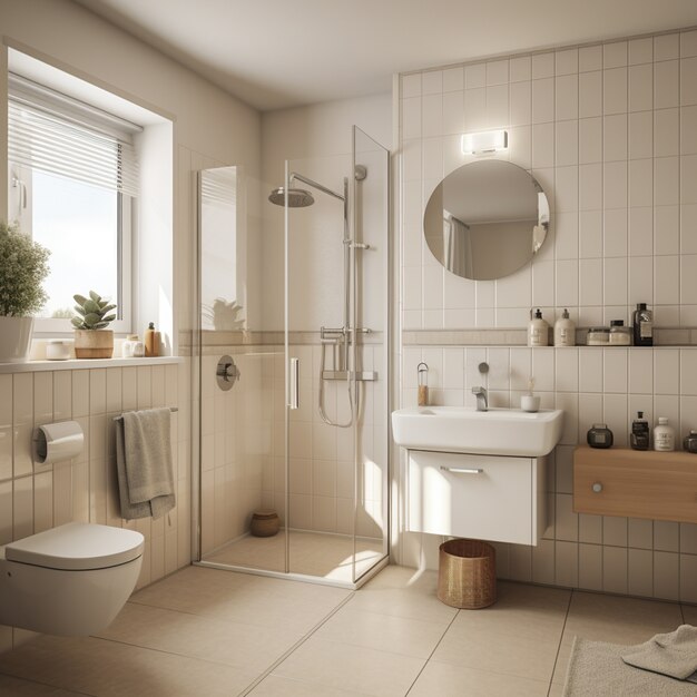 Kleines Badezimmer mit modernem Stil ai erzeugt