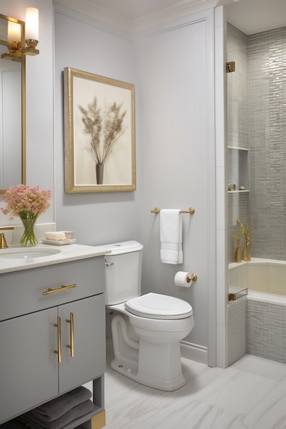 Kleines Badezimmer mit modernem Stil ai erzeugt