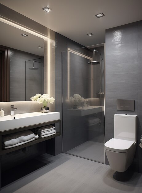Kleines Badezimmer mit modernem Stil ai erzeugt