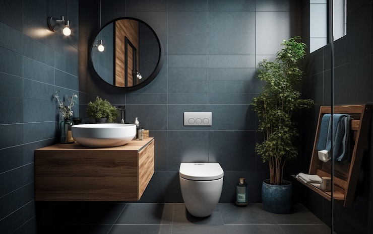 Kostenlose Foto kleines badezimmer mit moderner klimaanlage