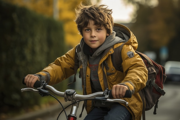 Kostenloses Foto kleines kind fährt draußen fahrrad