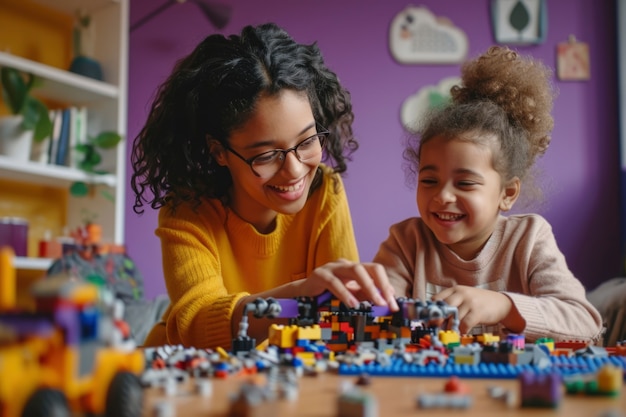 Kostenloses Foto kleines kind mit autismus spielt mit seiner familie